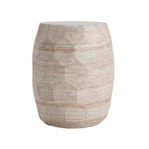 Travertine Lightweight Concrete Side Table For Indoor / Outdoor Use - Beige