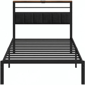 Platform Bed Frame With Charging Station & Headboard Storage