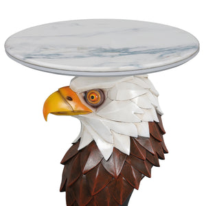 Eagle Head Accent Table, Animal Statue End Tables For Living Room - Brown / Antique White