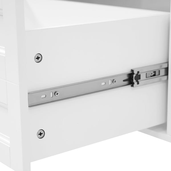 Bathroom Vanity With Double Sink, 3 Drawers, 2 Doors, Adjustable Shelves, Freestanding - White
