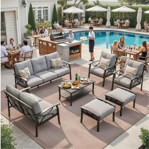 Patio Furniture Set With Coffee Table And Cushions For Backyard