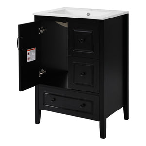Retro Bathroom Vanity With Sink, Soft Closing Cabinet & Drawers