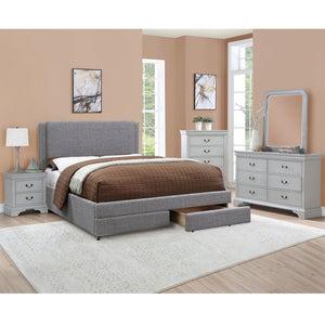 Contemporary Upholstered Bed With Storage Drawers