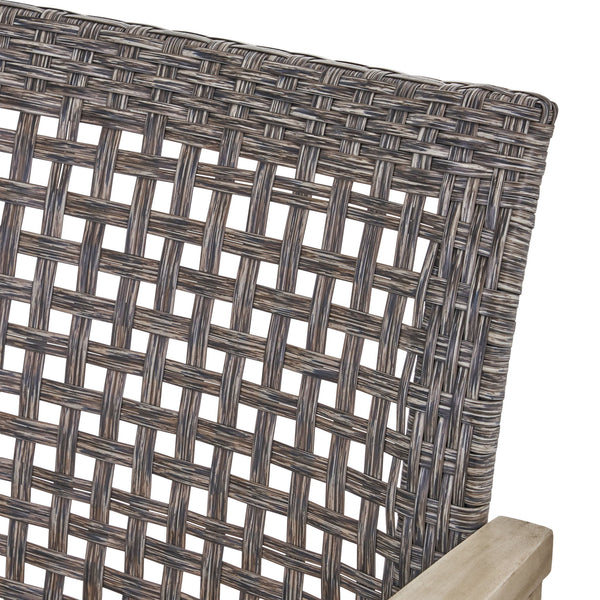Hampton - Outdoor Wood And Wicker Loveseat - Gray