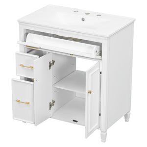Freestanding Bathroom Vanity With Sink, Soft Close Door, Tip Out Drawer