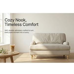 Loveseat Sofa, Upholstered Small Couch For Living Room - Cream Beige