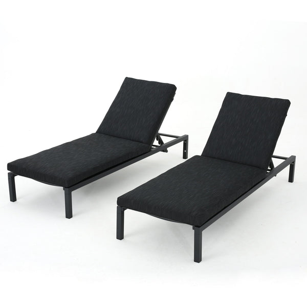 Navan - Modern Chaise Lounge Set With Water Resistant Cushions - Dark Gray