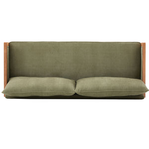 Modern 3 Seater Sofa With Wood Armrests