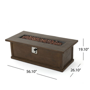 Transitional Rectangular Outdoor Propane Fire Pit With 50, 000 Btu