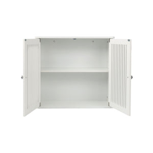 Louvered Double Door Wall Mounted Bathroom Cabinet - White