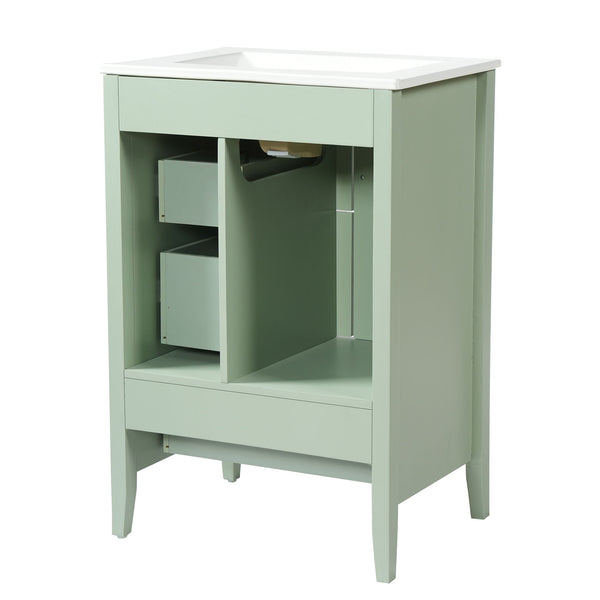 Retro Bathroom Vanity With Sink, Soft Closing Cabinet & Drawers