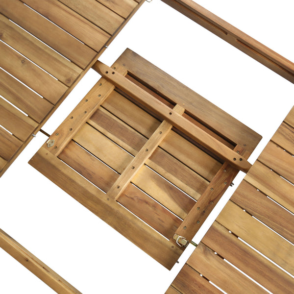 Wilson - Expandable Dining Table With Slat Design - Teak Acacia Wood