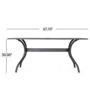 Enchantia - Outdoor Rectangular Dining Table With Weave Tabletop And Flared Legs - Copper