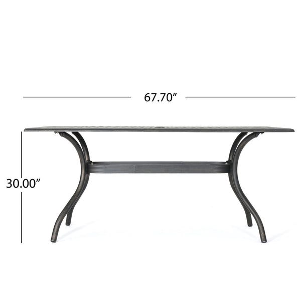 Enchantia - Outdoor Rectangular Dining Table With Weave Tabletop And Flared Legs - Copper