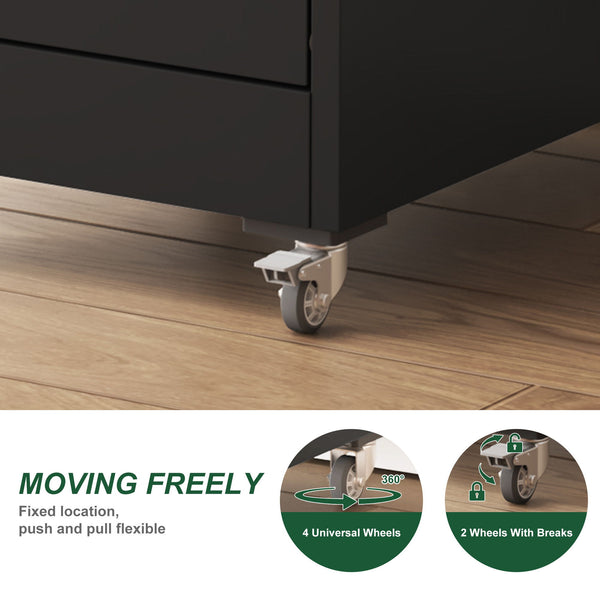 Drawer Metal Locking Vertical File Cabinet With Wheels Heavy Duty Lockable Storage