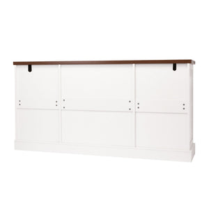 Barn Door Storage Cabinet With 2 Drawers & Door Rack, Adjustable Shelves