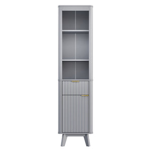 Tall Bathroom Storage Cabinet With Adjustable Shelves And 1 Drawer & Door