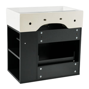 Modern Wall Mounted Bathroom Vanity With Sink, Soft Close Drawer, Adjustable Shelf, Toilet Paper Holder