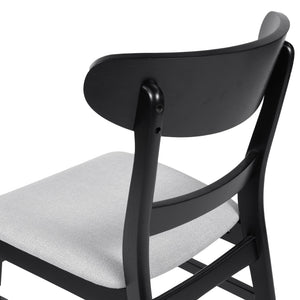 5 Piece Dining Set With 1 Table And 4 Upholstered Chairs - Black / Light Gray