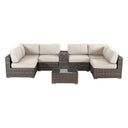 Elegant 4 Person Wicker Patio Seating Set With Cushions And Glass Top Table