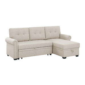 Upholstered Sleeper Sofa With Reversible Storage Chaise