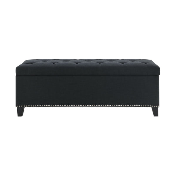 Button-Tufted Storage Ottoman With Safety Close Hinge