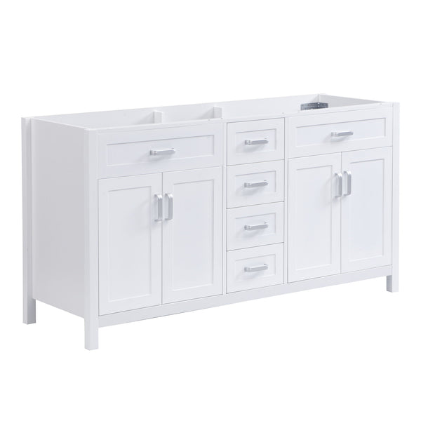Bathroom Vanity Cabinet Only, Soft Close Doors & Drawers, 4 Drawers & 2 Double Door Cabinets - White