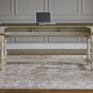 Morgan Creek - 4 Piece Console Set (1 Console 3 Stools) - Antique White / Wirebrushed Tobacco Accents