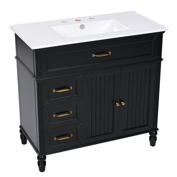 Bathroom Vanity With Sink, Freestanding Cabinet & Drawers