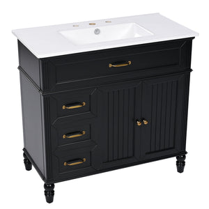 Bathroom Vanity With Sink, 2 Doors 2 Drawers, Freestanding Design