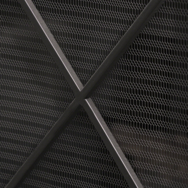 Minimalist Single Panel Iron Fireplace Screen With Diamond Design