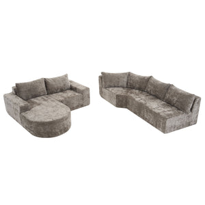 Modular Cloud Sectional Sofa Set, U-Shaped Upholstered Couch With Deep Seat