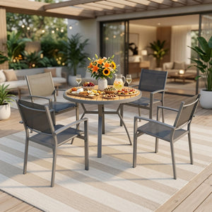 5 Piece Patio Dining Set & Table And Chairs For Outdoor Use - Gray