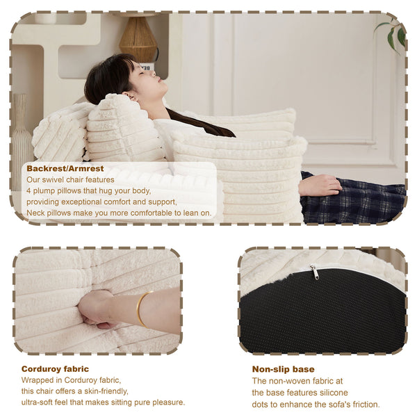 Modern Single Sofa With Backrest Pillow For Living Room