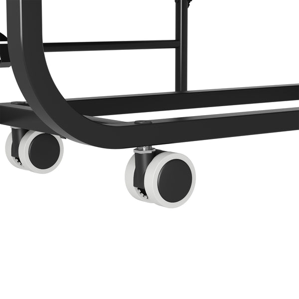 Twin Folding Bed With Adjustable Headboard & Memory Foam, Space Saving Rollaway Guest For Tall People, Portable On Wheels, Easy Assembly - Black