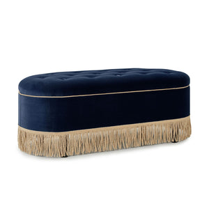 Melinda - Oval Tufted Bullion Fringe Storage Bench