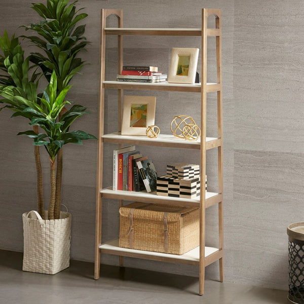 Parker - Bookcase With 5 Shelves - Off White / Natural