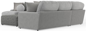 Canyon - 4 Piece Sectional With Cuddler Seat Cushions, Included Accent Pillows And Cocktail Ottoman (Left Side Facing Chaise) - Platinum
