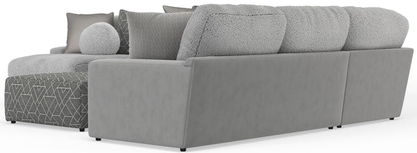 Canyon - 4 Piece Sectional With Cuddler Seat Cushions, Included Accent Pillows And Cocktail Ottoman (Left Side Facing Chaise) - Platinum