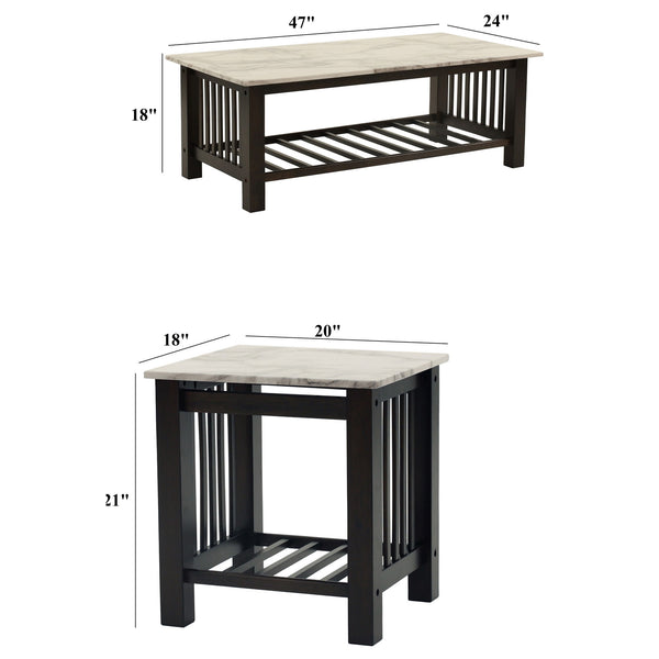 3 Piece Occasional Table Set, 1 Coffee Table And 2 End Tables, Open Storage Design - Walnut