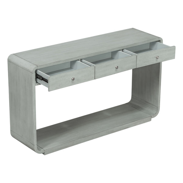 Console Table With 3 Drawers And Display Shelf