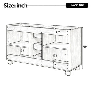 Bathroom Vanity Cabinet Only, 3 Drawers 4 Doors, Soft Close, Adjustable Shelf - Wood