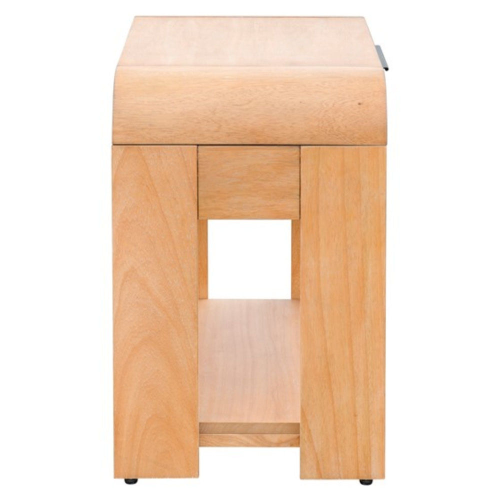 1 Drawer Waterfall Nightstand With Mid Century Design - Natural