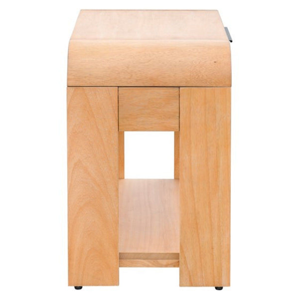 1 Drawer Waterfall Nightstand With Mid Century Design - Natural