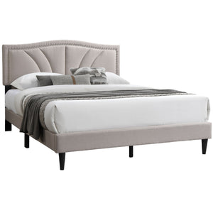 Bed With Nailhead Trim Accents, Upholstered Platform Frame