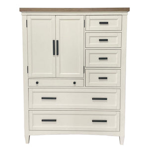 Americana Modern Bedroom - 7 Drawer Door Chest With Workstation - Cotton