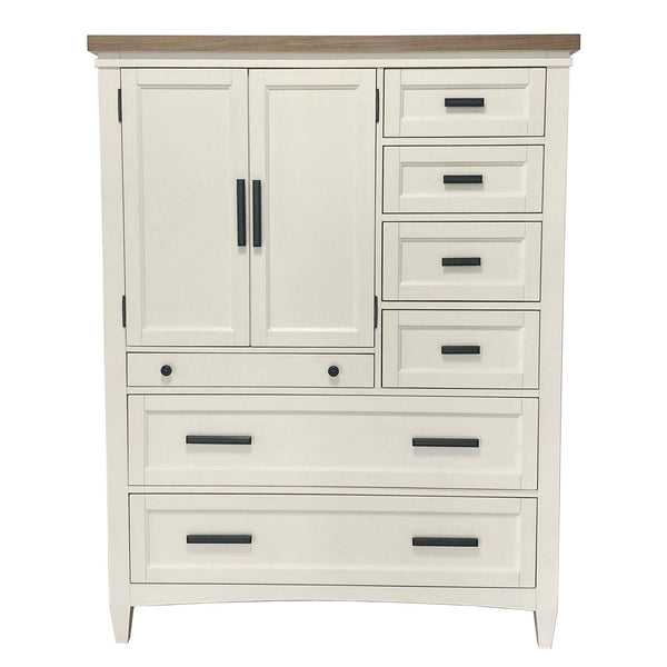 Americana Modern Bedroom - 7 Drawer Door Chest With Workstation - Cotton