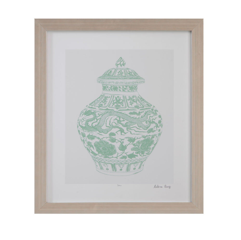Mint Vases II Framed Print - Green / Beige