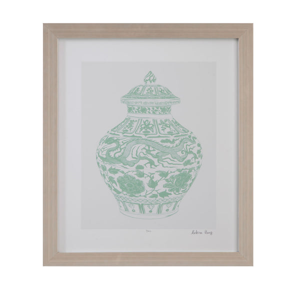 Mint Vases II Framed Print - Green / Beige