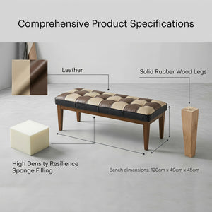Checkered Bench For Entryway - Black / Brown / Cream